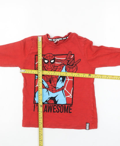 Marvel Boys Red Spider-Man Long Sleeve Crew Neck T-Shirt 5-6 Years