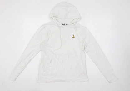 Brave Soul Men’s White Pullover Hoodie Small Cotton Hooded Sweatshirt