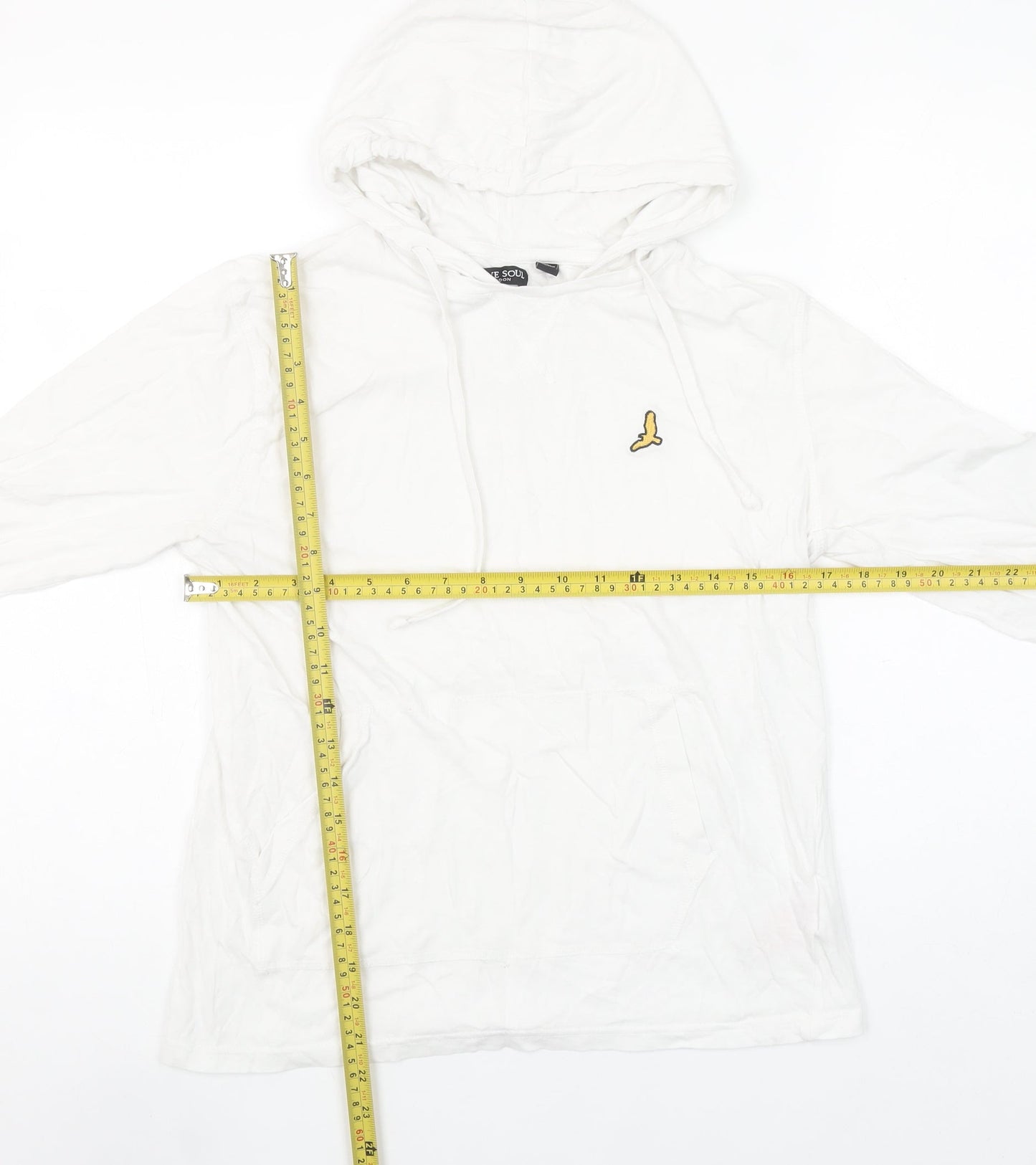Brave Soul Men’s White Pullover Hoodie Small Cotton Hooded Sweatshirt