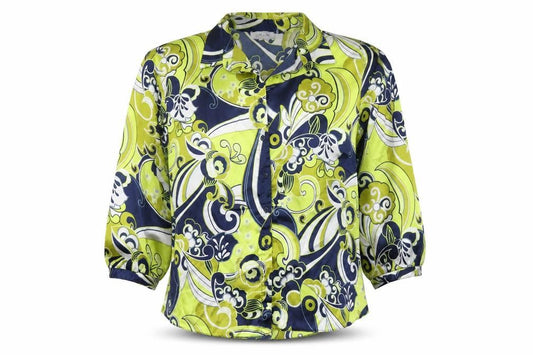 Front view of Gerard Women’s Multicoloured Floral Satin Blouse, size UK 18