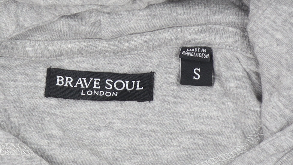Brave Soul Men's Grey Pullover Hoodie Small Lightweight Cotton