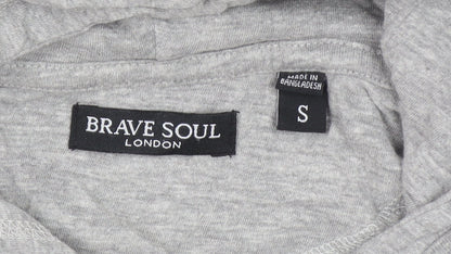 Brave Soul Men's Grey Pullover Hoodie Small Lightweight Cotton