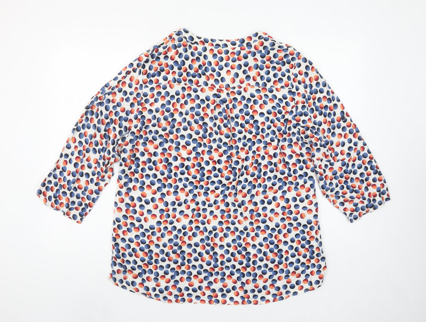 Christy Womens Multicoloured Polka Dot Blouse Size 14 V-Neck 3/4 Sleeve Cotton Tunic