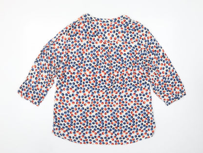 Christy Womens Multicoloured Polka Dot Blouse Size 14 V-Neck 3/4 Sleeve Cotton Tunic