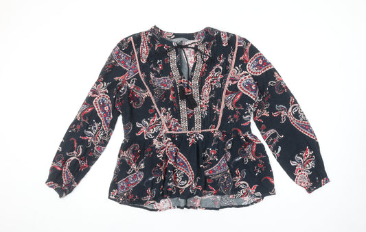 Additional front view of Principles women’s multicoloured paisley viscose tunic blouse, size UK 12