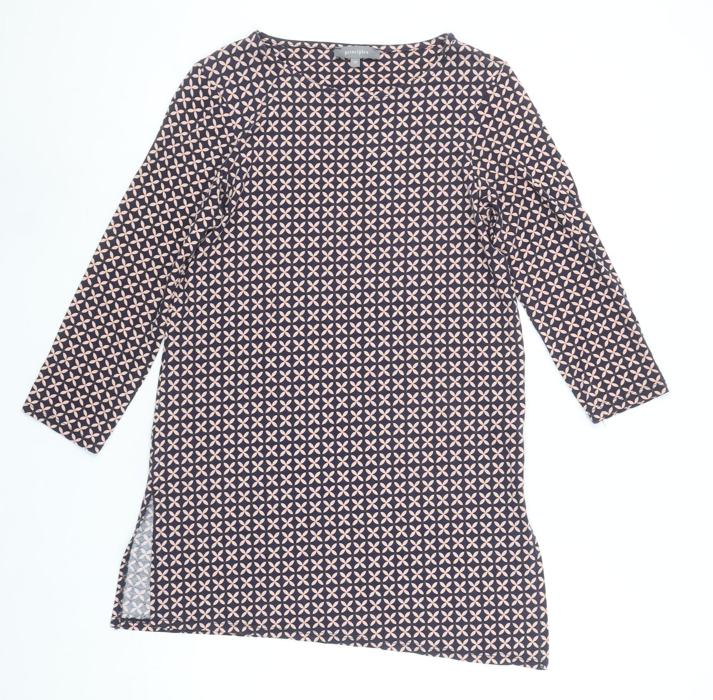 Principles Women’s Blue Geometric 3/4 Sleeve Tunic Blouse Size 10