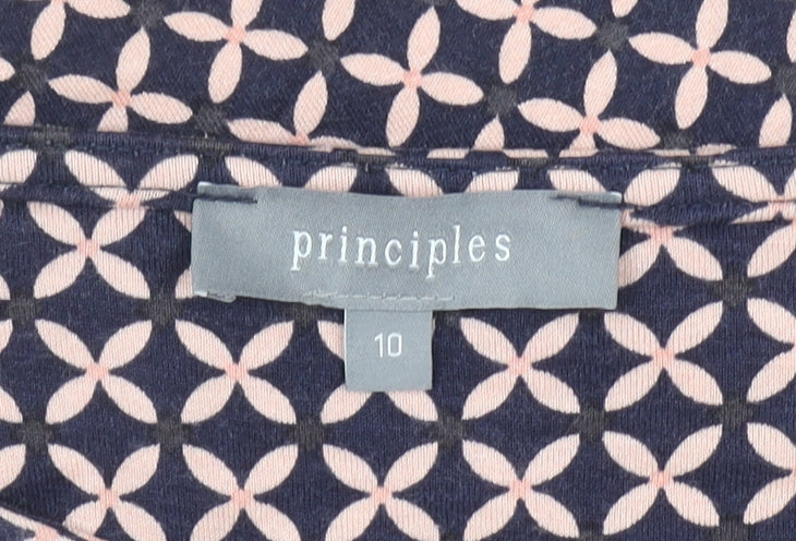 Principles Women’s Blue Geometric 3/4 Sleeve Tunic Blouse Size 10