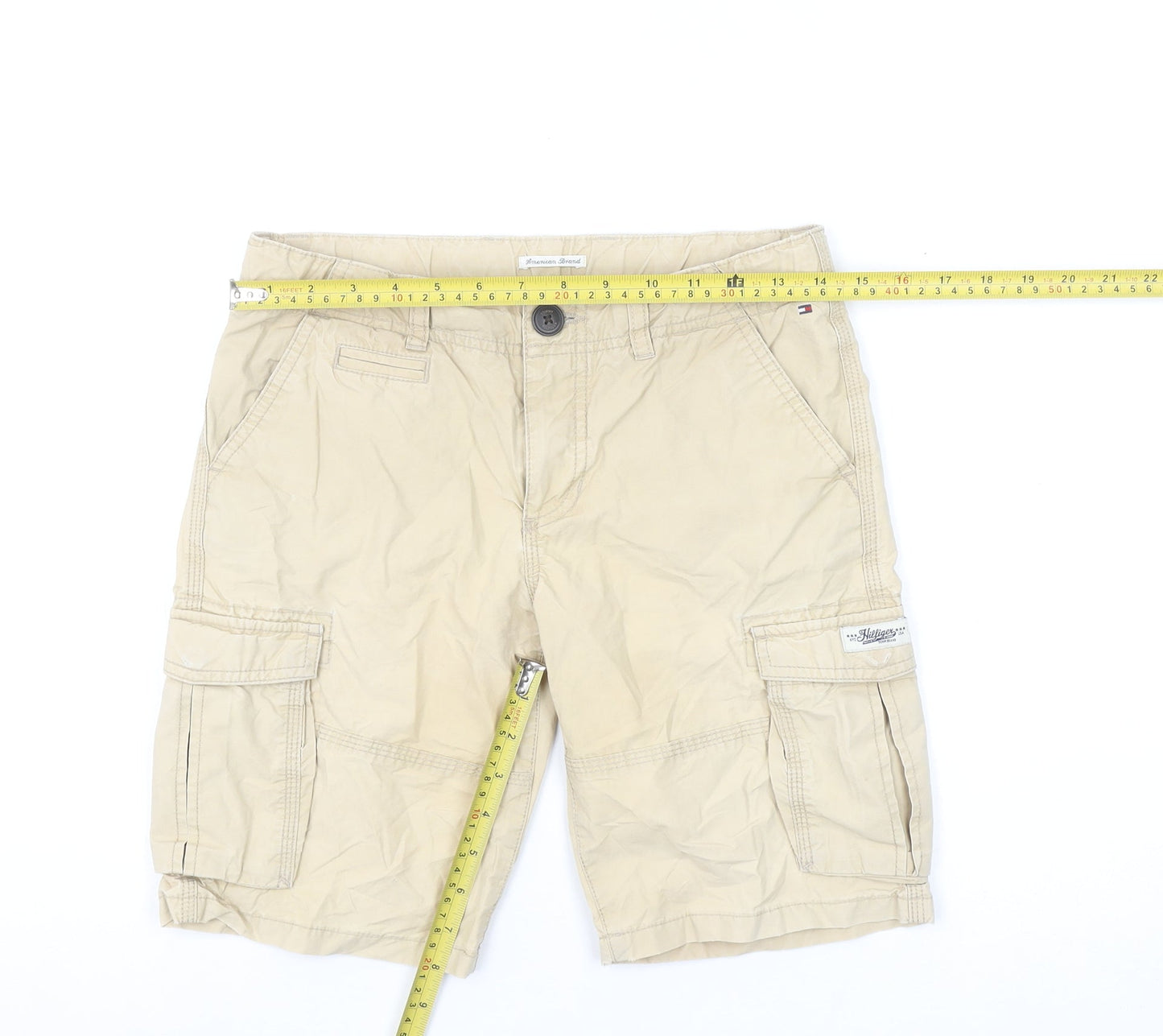 Tommy Hilfiger Boys Beige Cargo Shorts Size 13 Years Cotton Twill