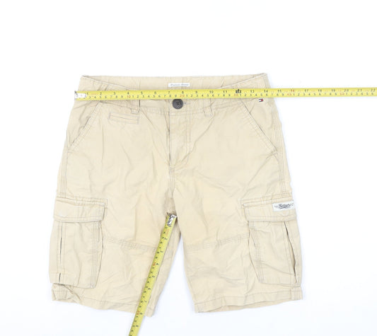 Tommy Hilfiger Boys Beige Cargo Shorts Size 13 Years Cotton Twill
