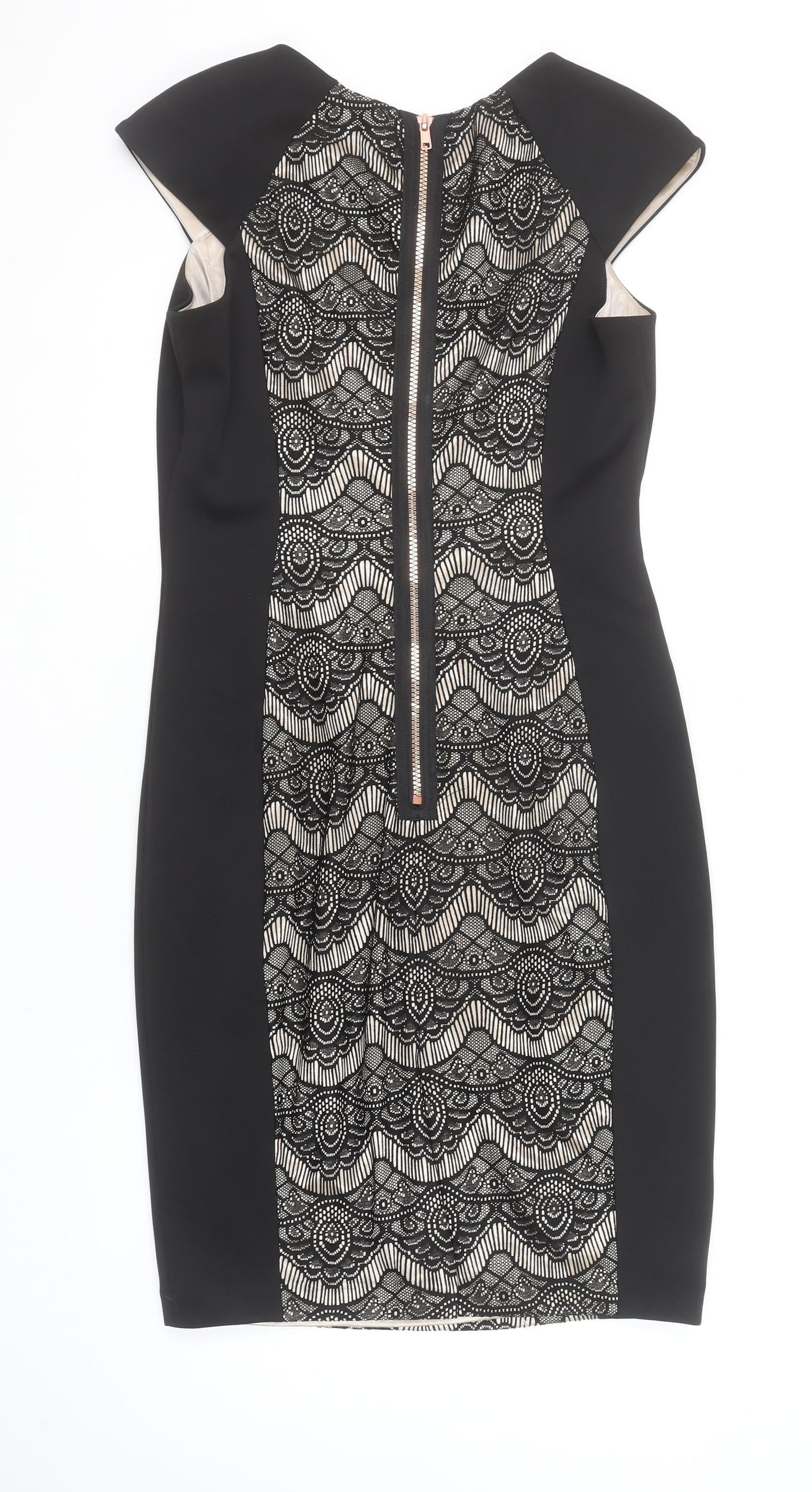 JAX Women’s Black Lace Overlay Sheath Dress Size 12 Elegant Partywear