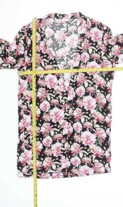 Jacqueline de Yong Women's Multicoloured Floral V-Neck Kimono Blouse Medium