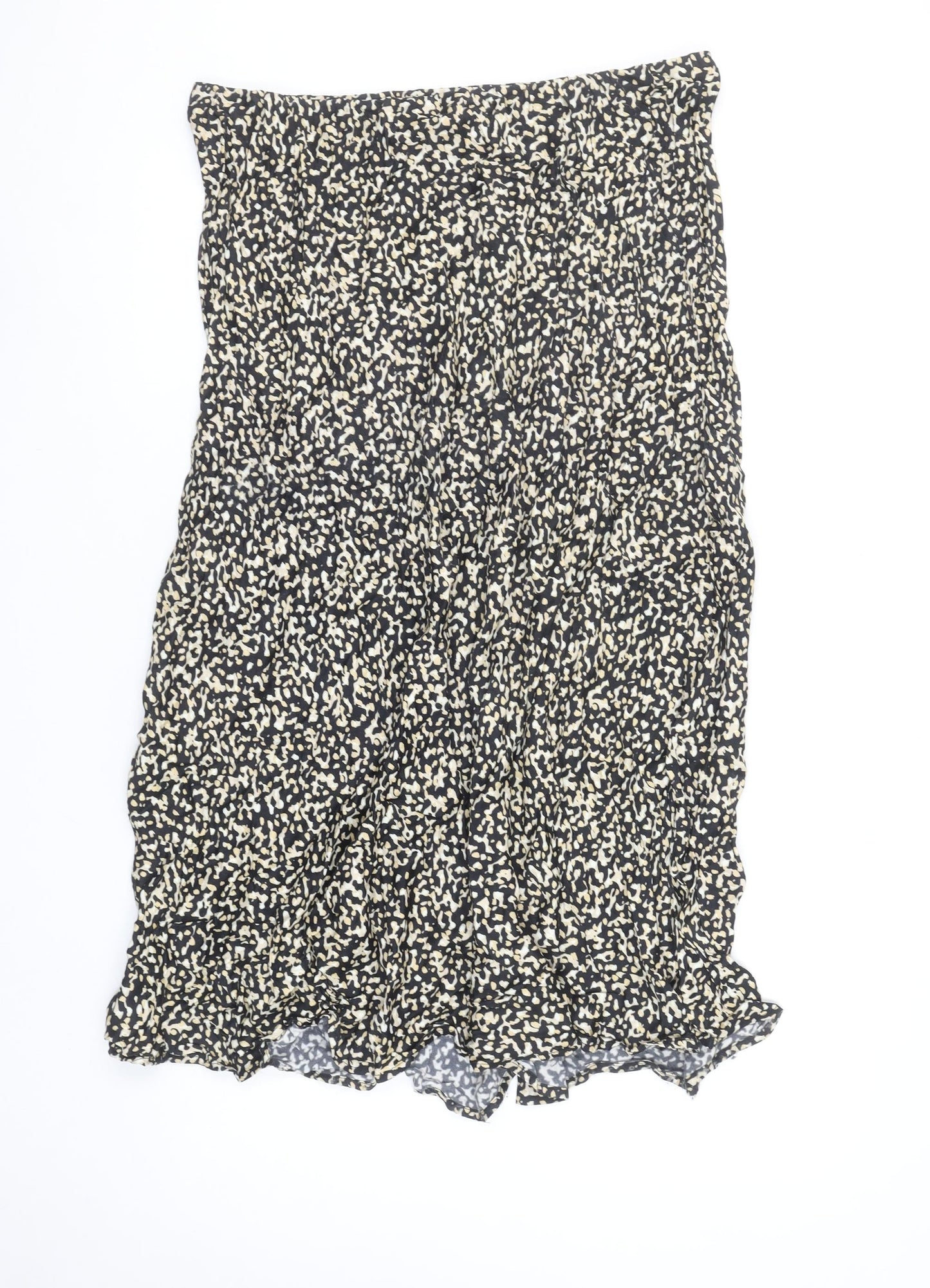 Gallery Women Black A-Line Animal Print Viscose Skirt UK 18
