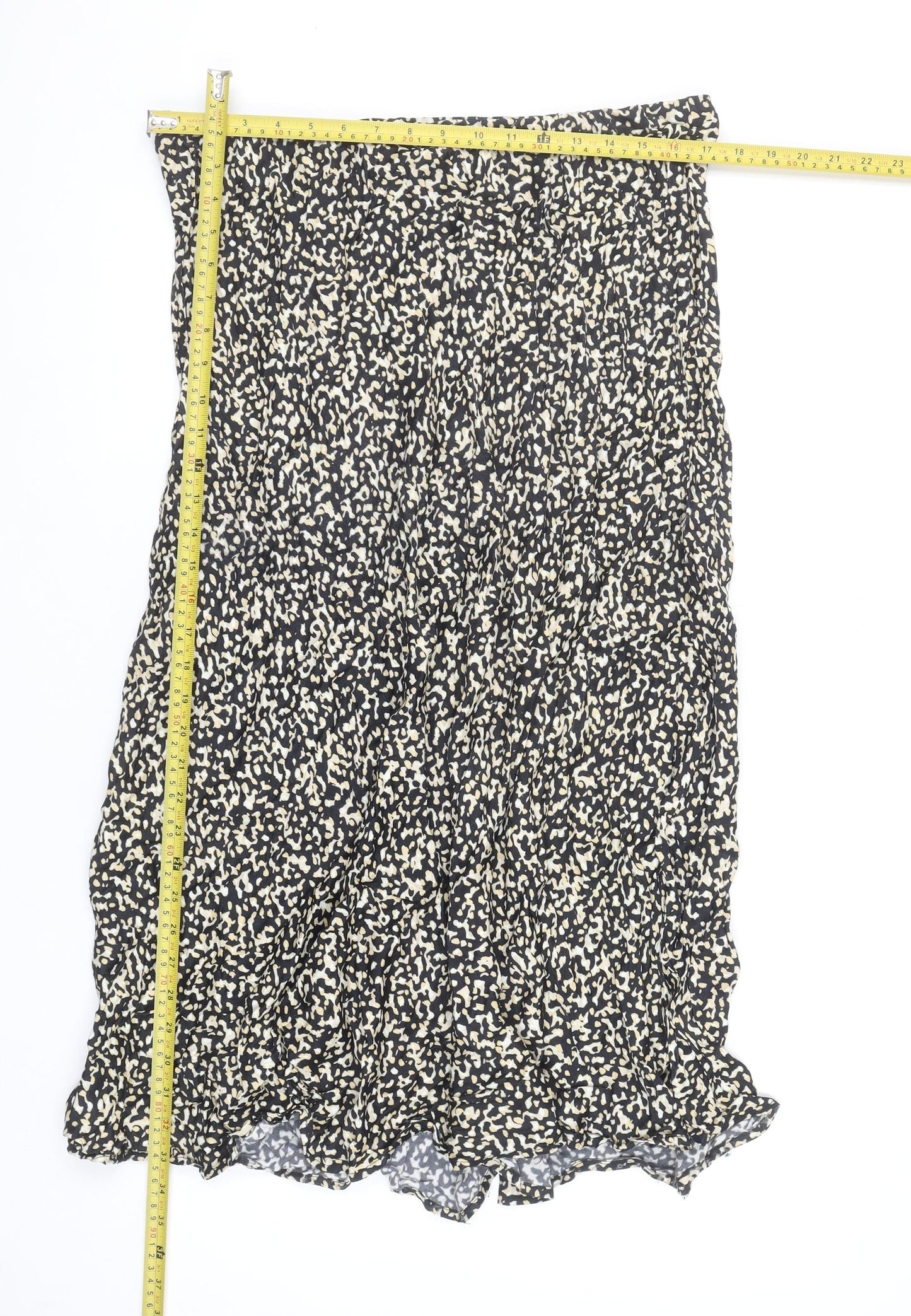 Gallery Women Black A-Line Animal Print Viscose Skirt UK 18