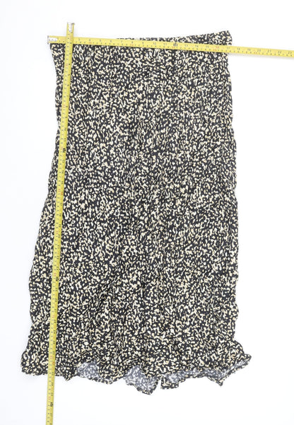 Gallery Women Black A-Line Animal Print Viscose Skirt UK 18