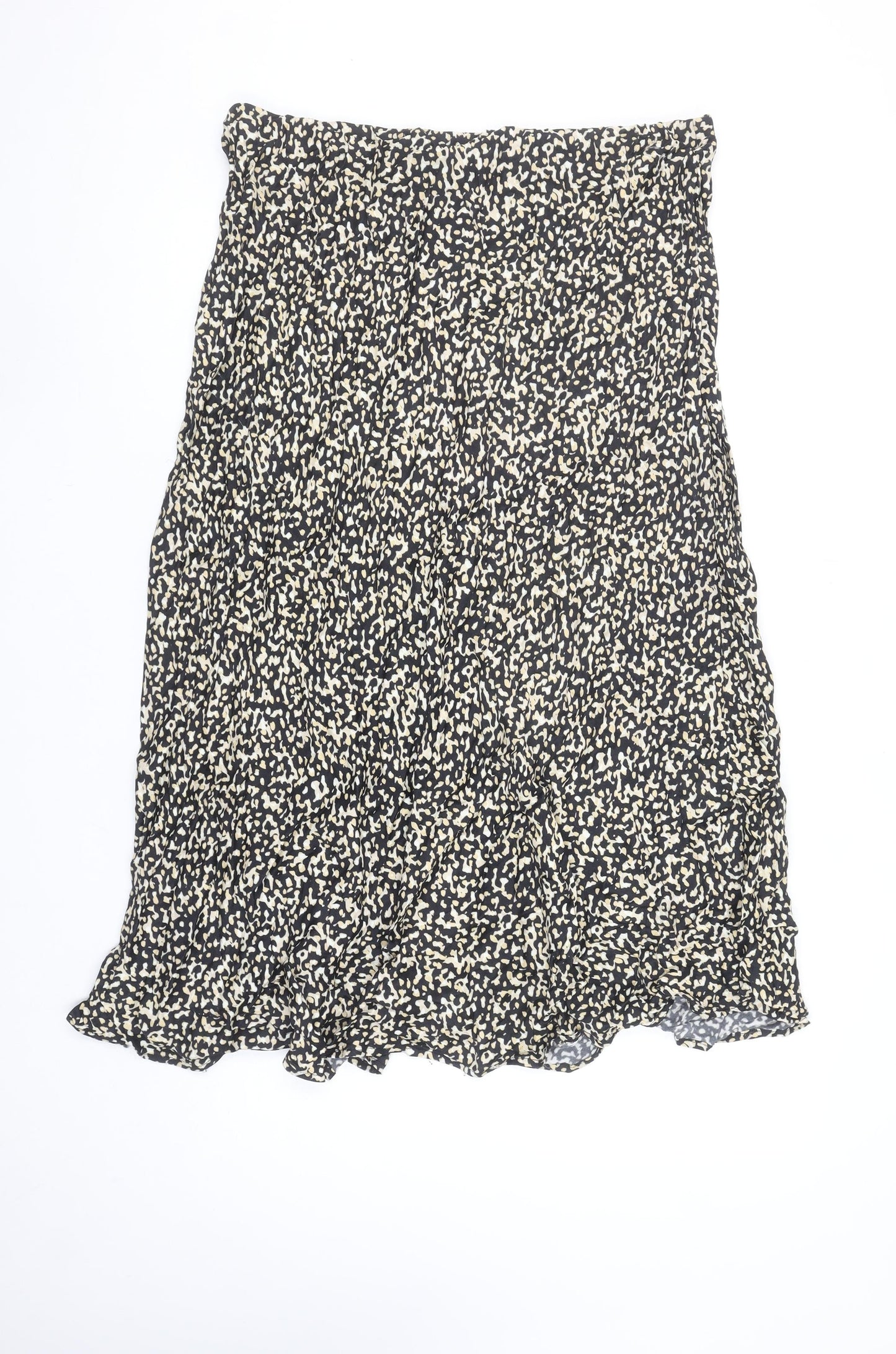 Gallery Women Black A-Line Animal Print Viscose Skirt UK 18