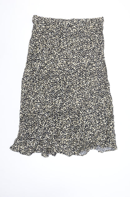 Gallery Women Black A-Line Animal Print Viscose Skirt UK 18