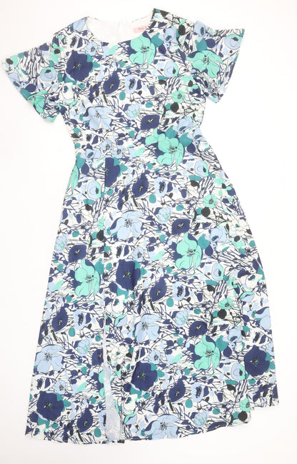 Pixie Daisy Womens Multicoloured Floral A-Line Midi Dress Size 10