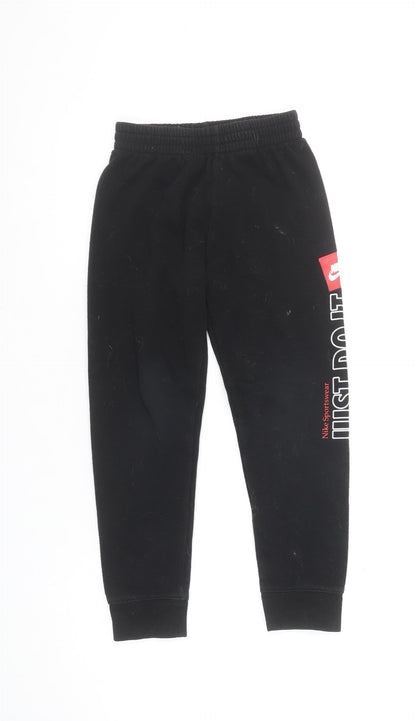 Nike Boys Black Jogger Trousers 6-7 Years Cotton Blend Sportswear