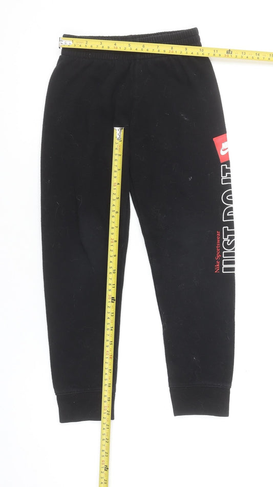 Nike Boys Black Jogger Trousers 6-7 Years Cotton Blend Sportswear
