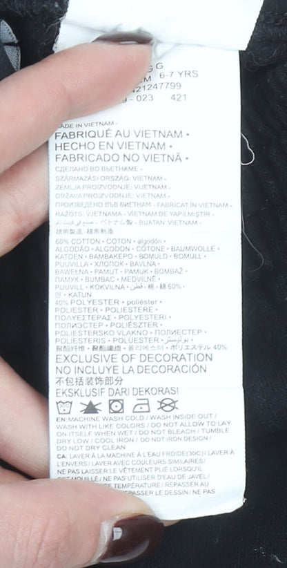 Nike Boys Black Jogger Trousers 6-7 Years Cotton Blend Sportswear