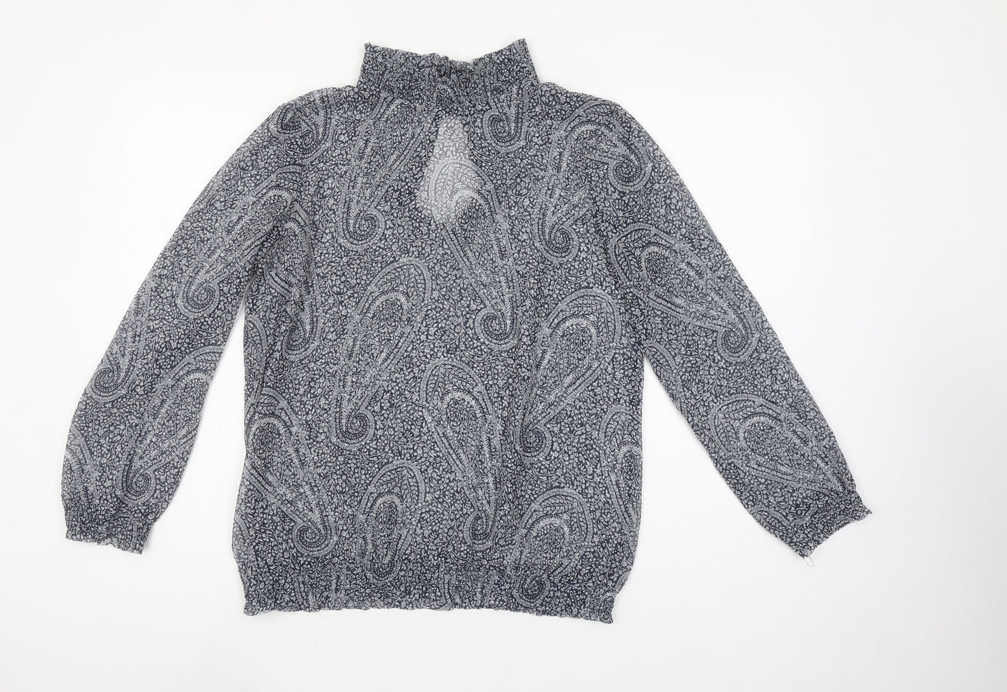 MNG Suit Womens Blue Paisley Long Sleeve Blouse UK 12 Medium