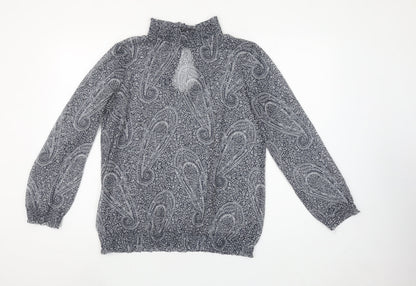 MNG Suit Womens Blue Paisley Long Sleeve Blouse UK 12 Medium