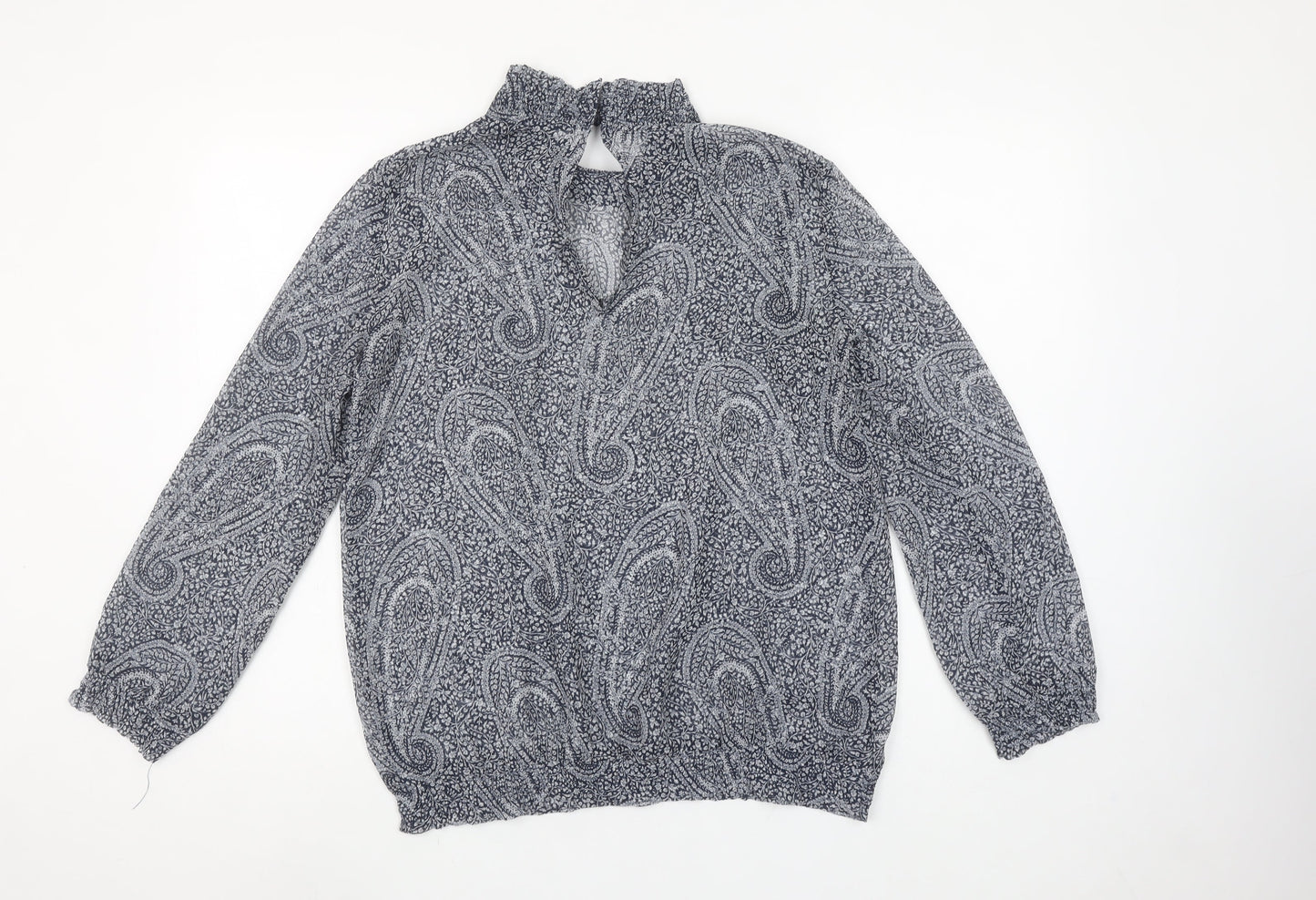 MNG Suit Womens Blue Paisley Long Sleeve Blouse UK 12 Medium