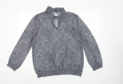 MNG Suit Womens Blue Paisley Long Sleeve Blouse UK 12 Medium