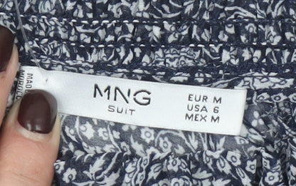 MNG Suit Womens Blue Paisley Long Sleeve Blouse UK 12 Medium