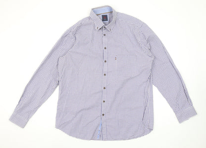 André Jeanswear Men's Blue Check Long Sleeve Button-Up Shirt L