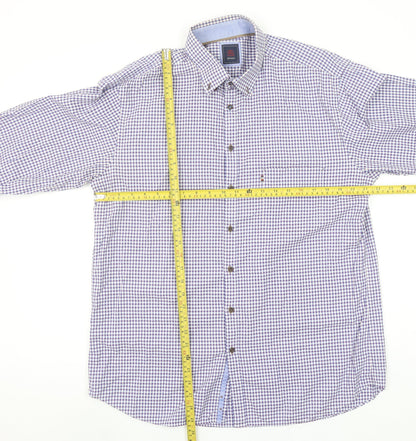 André Jeanswear Men's Blue Check Long Sleeve Button-Up Shirt L