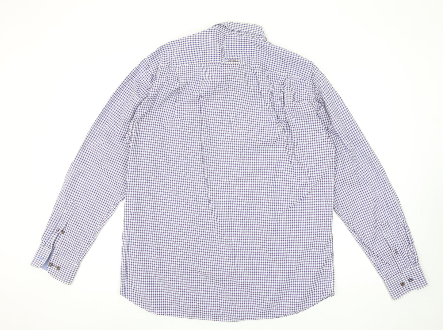 André Jeanswear Men's Blue Check Long Sleeve Button-Up Shirt L