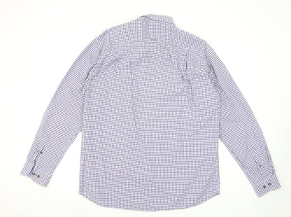 André Jeanswear Men's Blue Check Long Sleeve Button-Up Shirt L