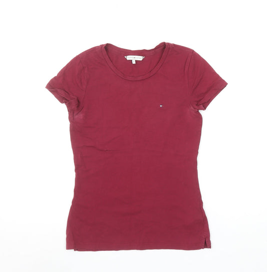 Womens UK Size XS Tommy Hilfiger Red Basic T-Shirt