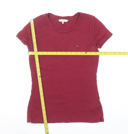 Womens UK Size XS Tommy Hilfiger Red Basic T-Shirt