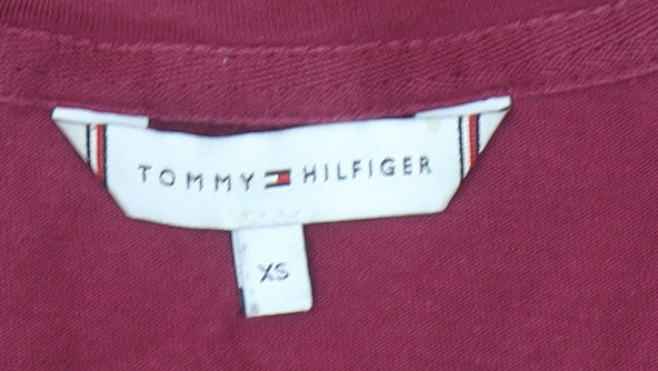 Womens UK Size XS Tommy Hilfiger Red Basic T-Shirt