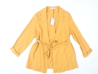 Primark Womens Yellow Belted Blazer Jacket Size 14
