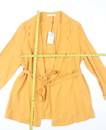 Primark Womens Yellow Belted Blazer Jacket Size 14