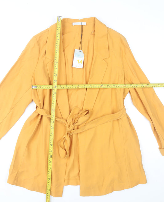 Primark Womens Yellow Belted Blazer Jacket Size 14