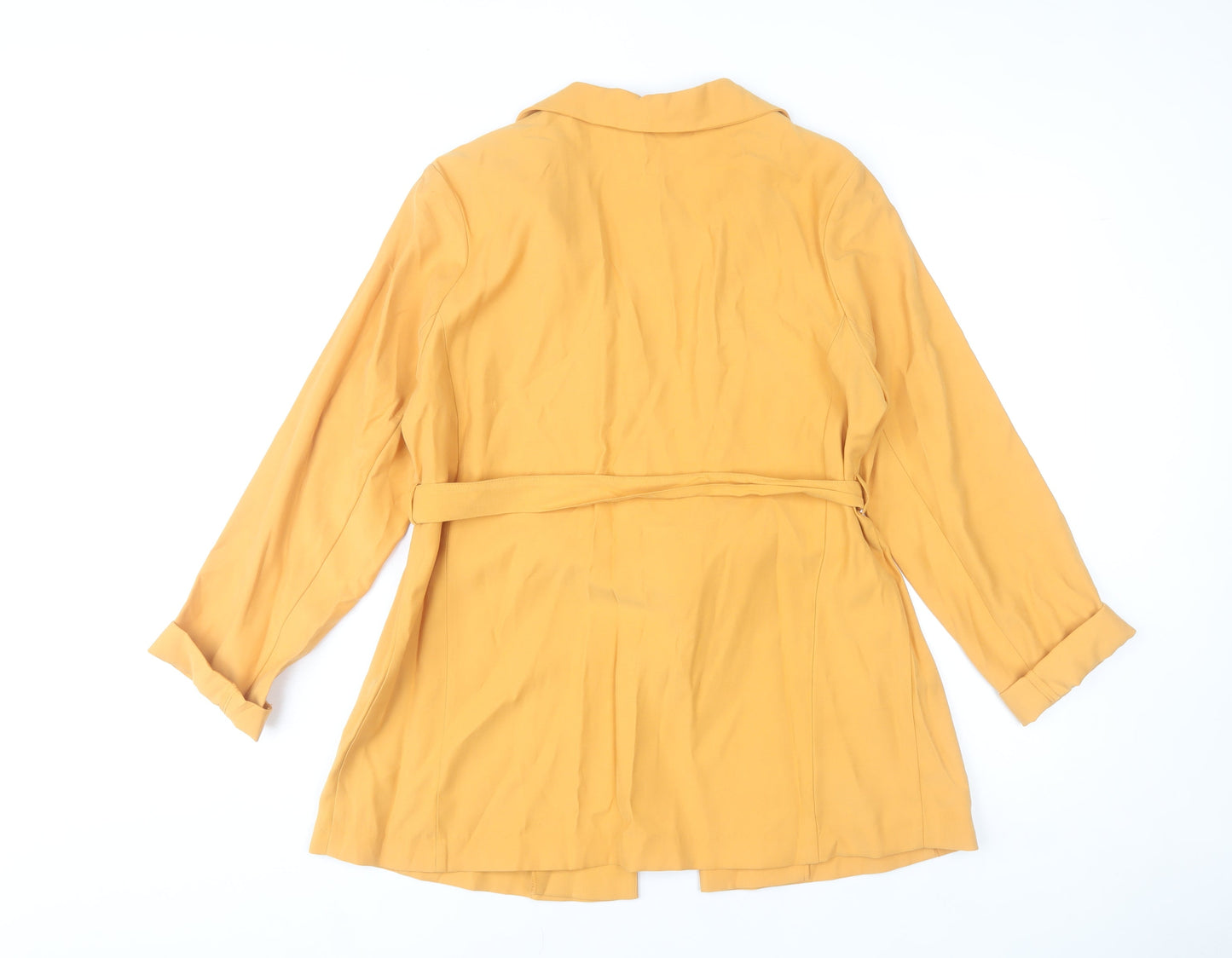 Primark Womens Yellow Belted Blazer Jacket Size 14