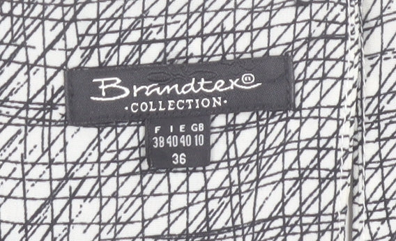Brandtex Women Grey Geometric Sheath Dress Size 10 Sleeveless Workwear