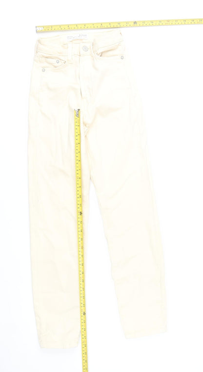 Stradivarius Women Beige Mom Slim Jeans UK 4 Cotton Blend
