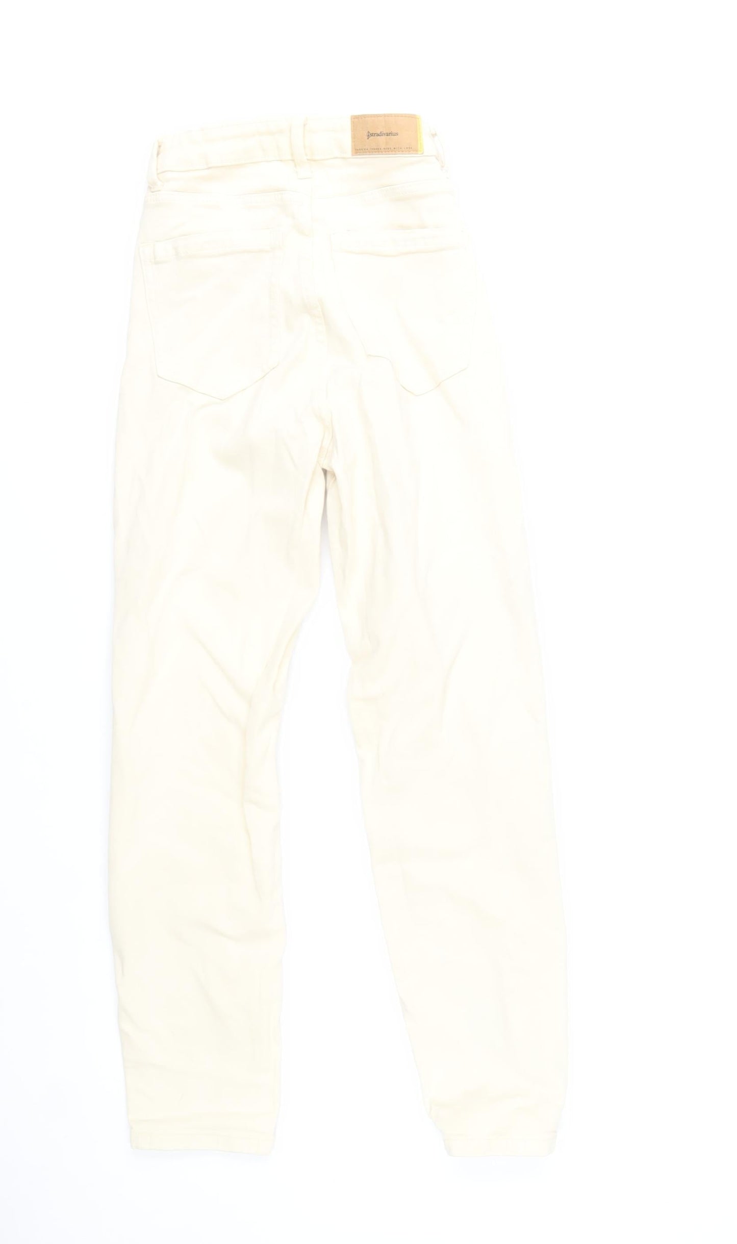 Stradivarius Women Beige Mom Slim Jeans UK 4 Cotton Blend