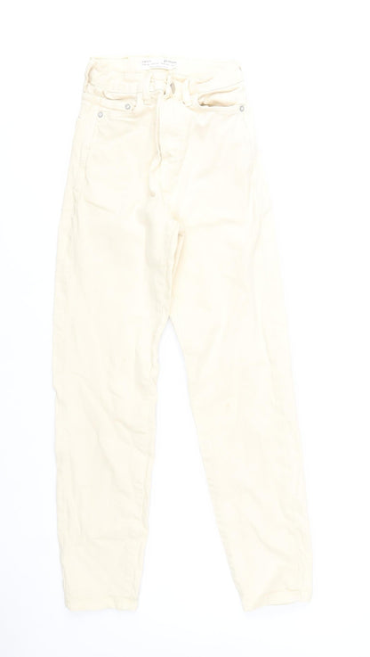 Stradivarius Women Ivory Slim Jeans UK 4 Cotton Denim Stretch