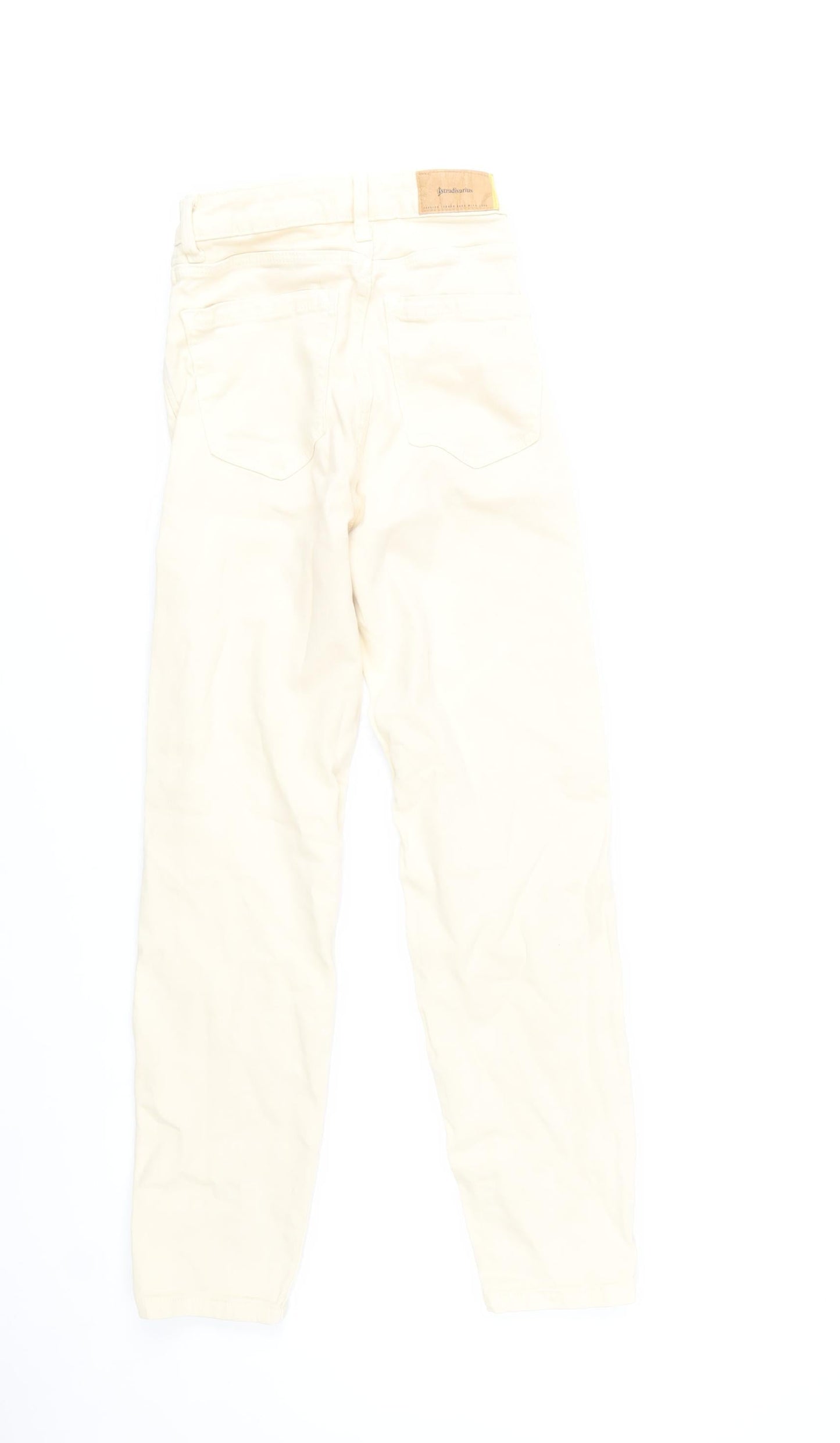 Stradivarius Women Ivory Slim Jeans UK 4 Cotton Denim Stretch