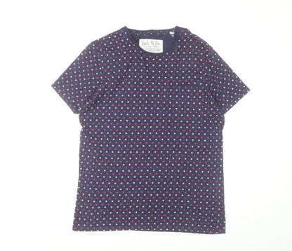 Jack Wills Men's Navy Polka Dot Cotton Crew Neck T-Shirt Size M