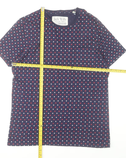 Jack Wills Men's Navy Polka Dot Cotton Crew Neck T-Shirt Size M