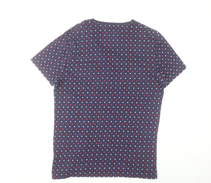 Jack Wills Men's Navy Polka Dot Cotton Crew Neck T-Shirt Size M