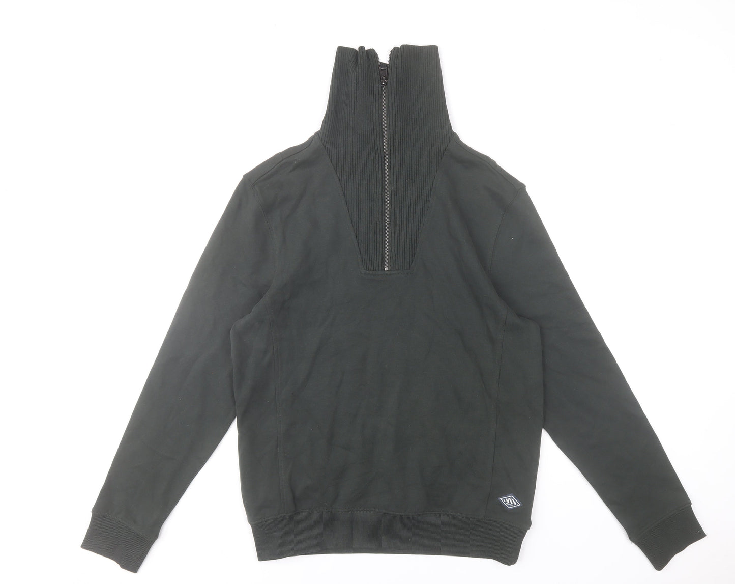 Union House Men’s Black 1/2 Zip High Neck Cotton Sweatshirt Size S