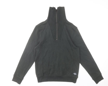 Union House Men’s Black 1/2 Zip High Neck Cotton Sweatshirt Size S